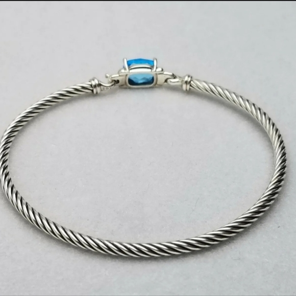 David Yurman Petite Wheaton Hampton Blue topaz & Diamonds Bracelet size small - Picture 4 of 5